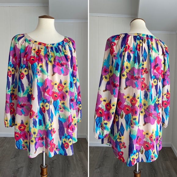 Flowy Boho Daniel Rainn Floral Blouse Large - Picture 3 of 8